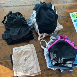 Bundle of Nursing and Pumping Bras. Also nursing tank tops.